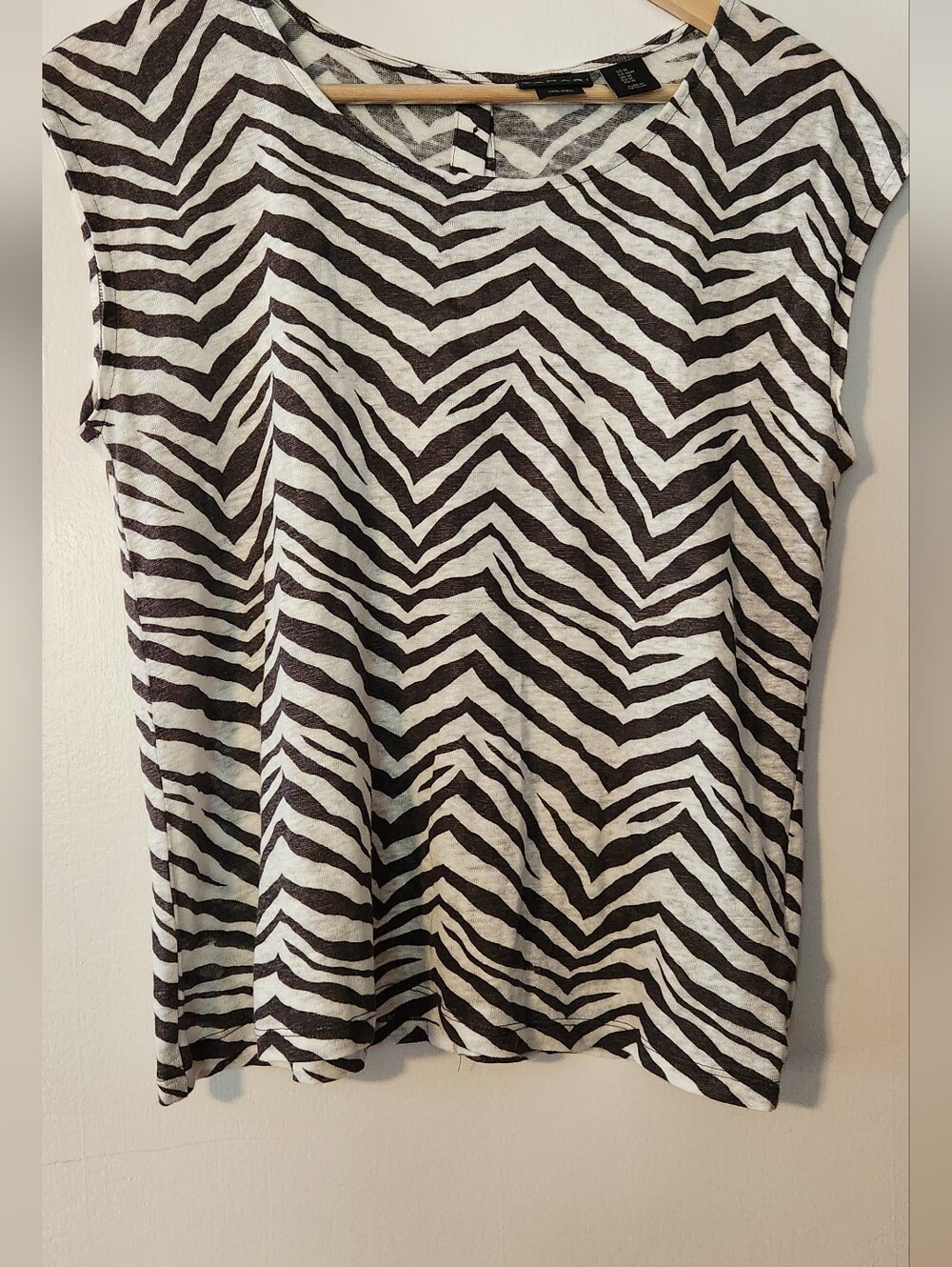 Tahari Brown and White Zebra Print Tank Top